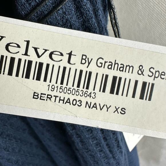 Velvet by Graham & Spencer Textured Open Waterfall Cardigan Size XS Navy - Picture 5 of 6